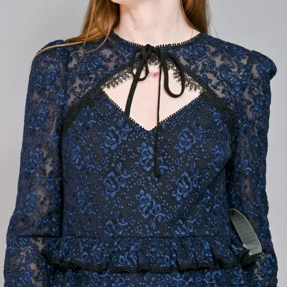 ML MONIQUE LHUILLIER Tie-Neck Lace Dress NWT - Picture 2 of 7